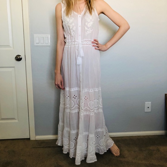 White Embroidered Maxi Dress - Picture 3 of 3